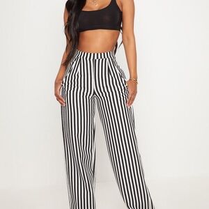 PrettyLittleThing Black and White Wide Leg Pants